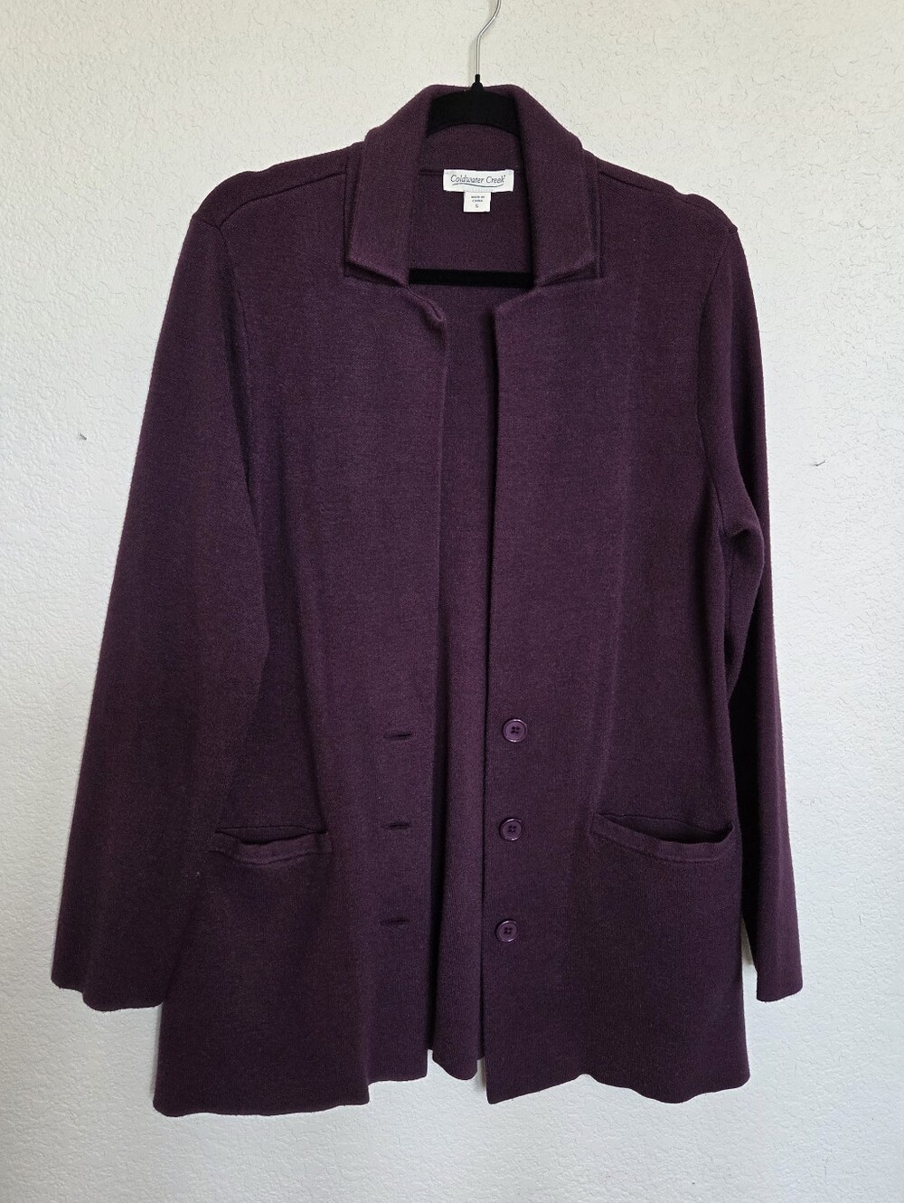 Coldwater Creek Plum Button-Front Knit Blazer